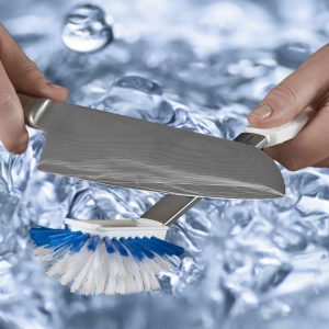 Brossa Nova Solo Hybrid-Spülbürste, KÜCHENMESSER SCHÄRFT MAN NASS  -  AM BESTEN GLEICH BEIM SPÜLEN