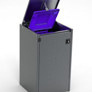 Müllbox Typ Boxxi Stahl verzinkt Anthrazit RAL-7016 mit Kipp-Deckel für 1x 240L