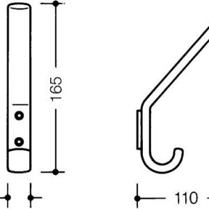 Garderobenhaken 477.90.070 einfach A.108mm PA 99 reinweiß H.163mm HEWI