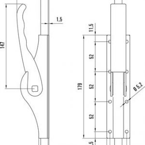 Tortreibriegel PLANO 13mm Schlaufenanzahl 3 STA hell verz.DENI