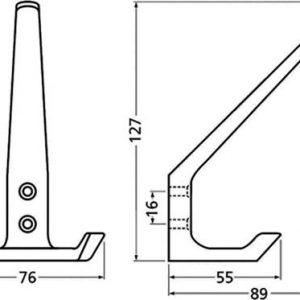 Huthaken 0032 zweifach A.89mm Alu.silberf.elox.H.127mm Hermeta