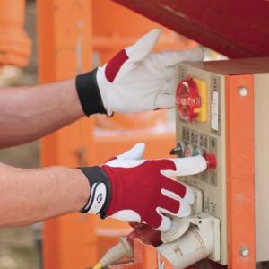 Handschuhe Griffy Gr.9 rot/naturfarben Ziegennappaleder/Interlock auf SB-Karte