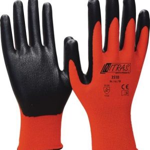 Handschuhe Nitril Foam Gr.8 rot/schwarz Nyl.m.Nitrilschaum EN 388 PSA II NITRAS - VPE: 12