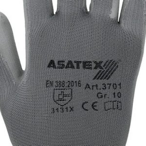 Handschuhe Gr.8 grau EN 388 PSA II Nyl.m.PU ASATEX - VPE: 12