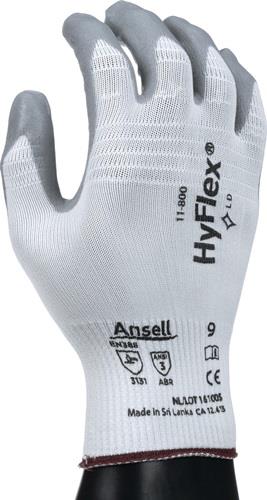 Handschuhe HyFlex 11-800 Gr.9 weiß/grau EN 388 PSA II Nyl.m.Nitrilschaum ANSELL - VPE: 12