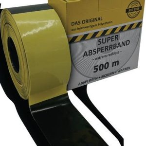 Absperrband L.500m B.80mm gelb/schwarz geblockt 500m/Karton KELMAPLAST