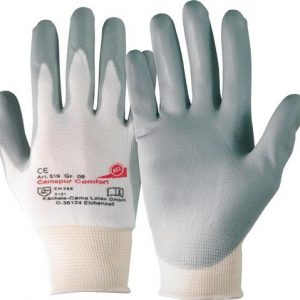 Handschuhe Camapur Comfort 619 Gr.7 weiß/grau Polyamid mitPUR EN 388 Kat.II - VPE: 10