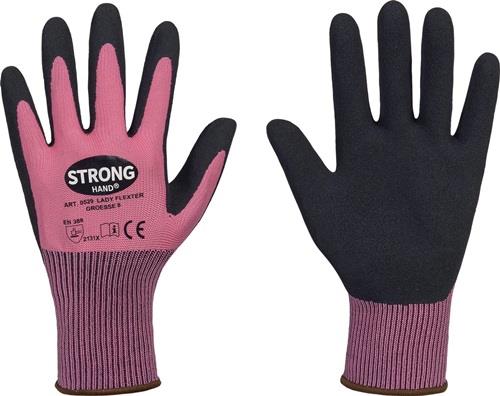 Handschuhe LADY FLEXTER Gr.6 pink/schwarz EN 420/EN 388 PSA II STRONGHAND - VPE: 12