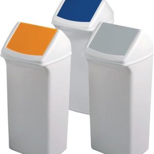 Wertstoffsammler 40l H747xB320xT366mm weiß blau m.Deckel DURABLE