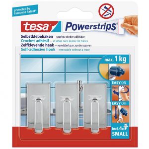 TESA Powerstrips Haken small chrom 3er Pack